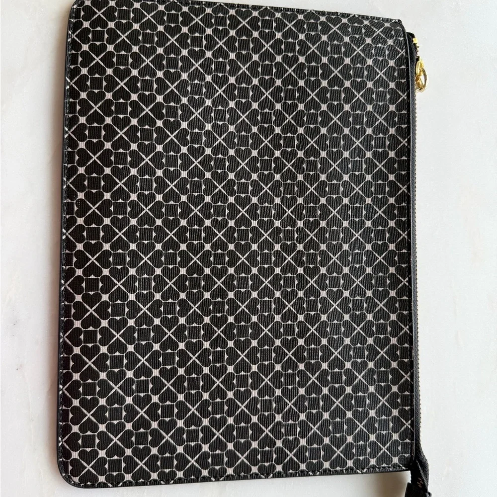 Black Geometric Patterned Zip Pouch